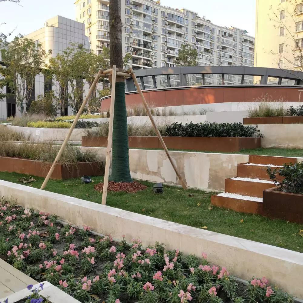 西青锈钢板花园围边